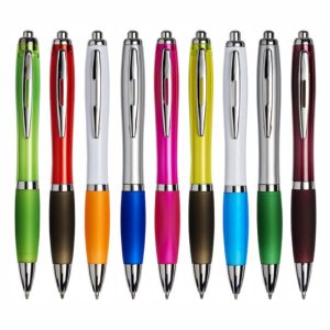 a selection of curvy pens in a variety of colours