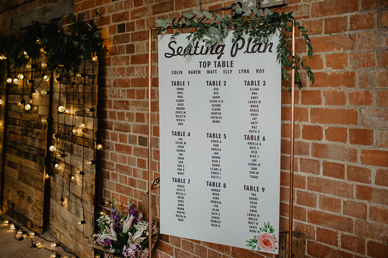 Copper,Frame,,Hung,Seating,Plan,For,Wedding,Reception