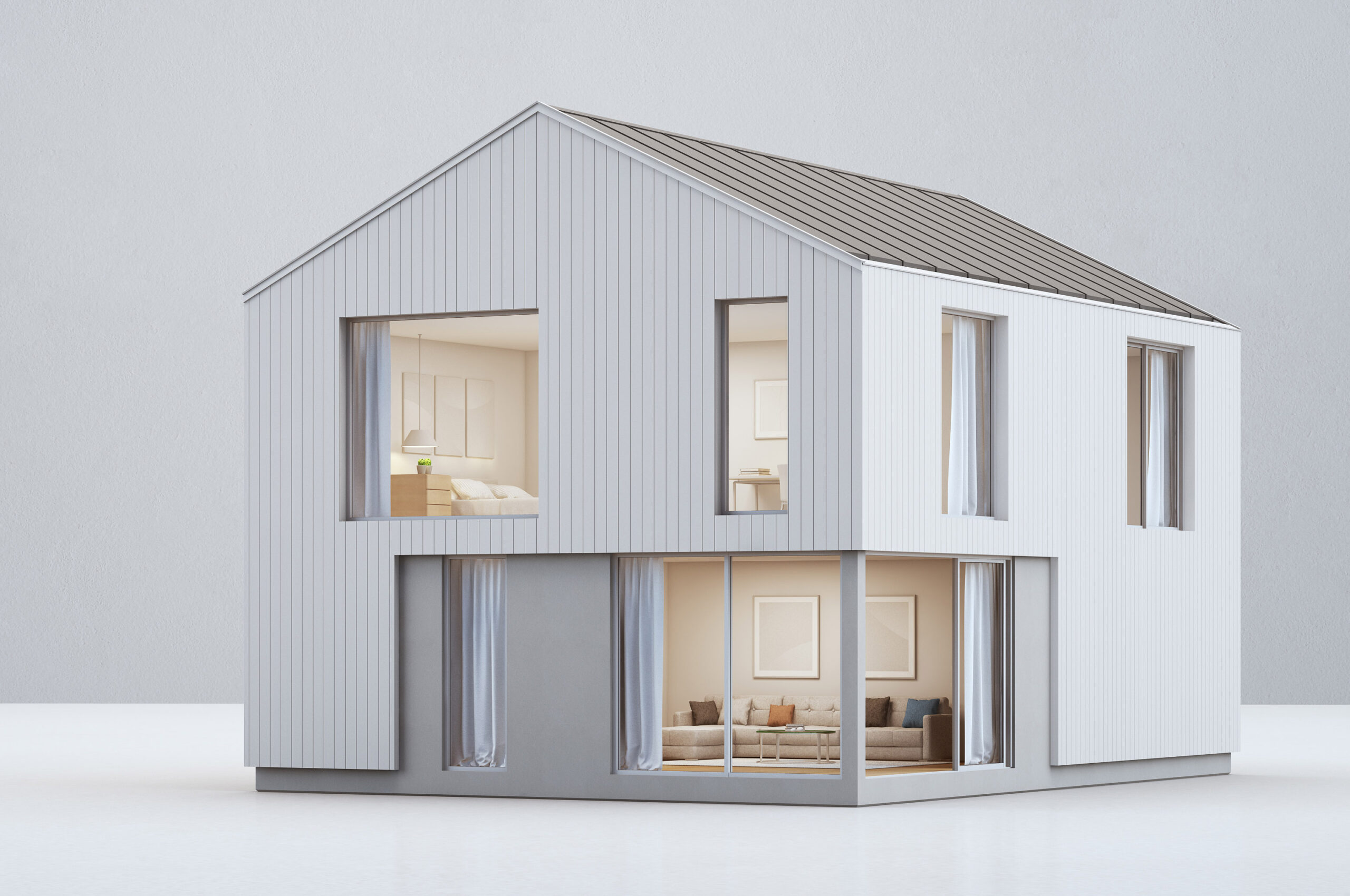 Scandinavian,House,In,Modern,Design,With,Copy,Space,,New,Home